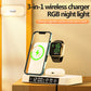 4 In 1 Multifunction Wireless Charger Station With Alarm Clock Display Foldable Wireless Charger Stand With RGB Night Light