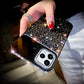 European And American Punk Gradient Rhinestone Makeup Mirror Phone Case